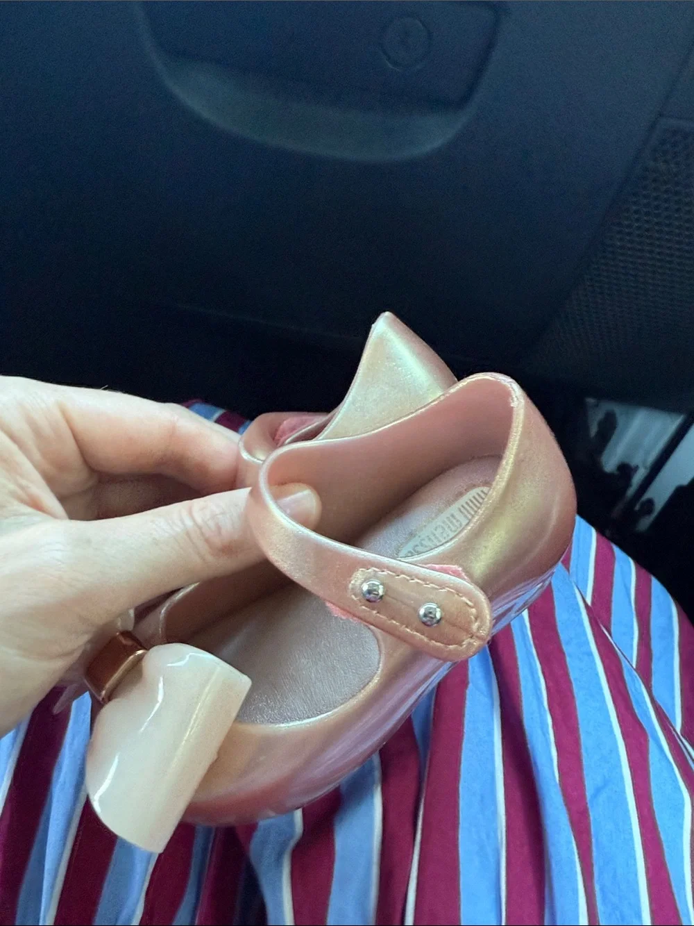 Mini Melissa Rose Gold Girls' Bow Mary Jane Shoes